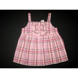 Gymboree pink grey cream plaid flannel layering sleeveless tank top shirt 12-24